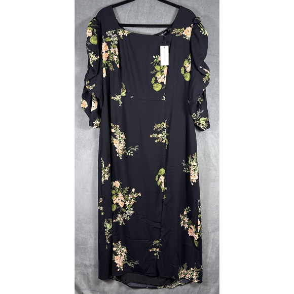 Sugar Lips Women's‎ Jasleen Floral Ruched Sleeves Midi Dress Curve Size 2X NWT - Picture 1 of 12